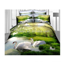 3D Reactive Printing Fitted Sheet Bedding Set Swan Best Selling Products 2014